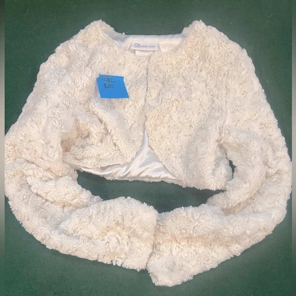 Size 10/12 girls faux fur crop coat